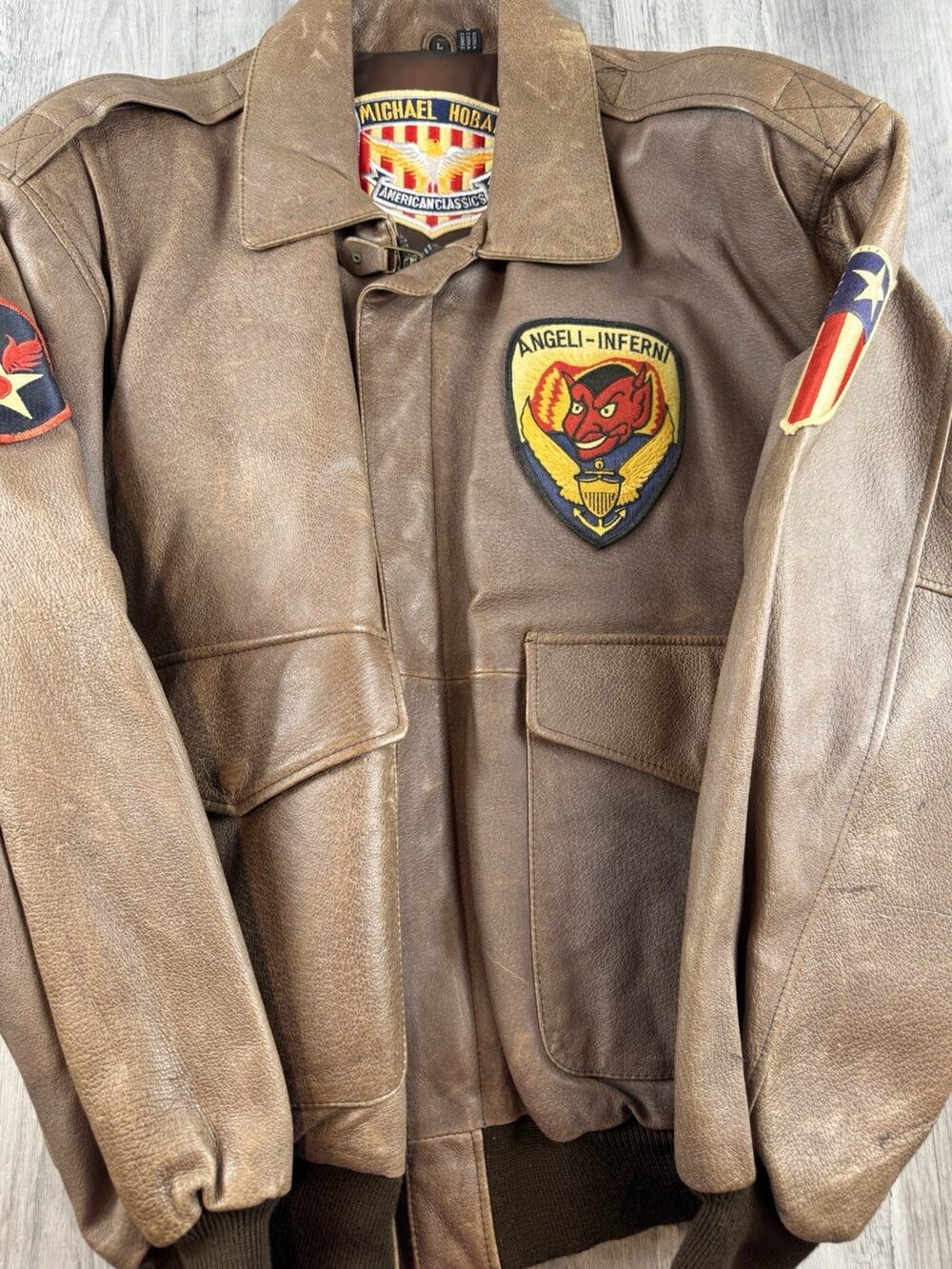 Rare Vintage Michael Hoban American Classics Leather Flight Bomber Jacket Large